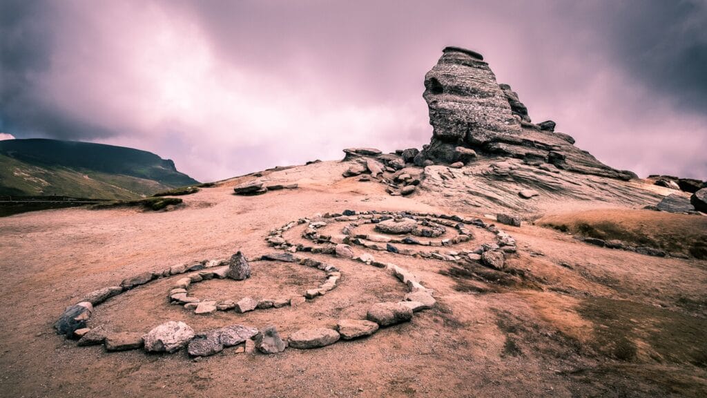 Bucegi Sphinx in Romania, natural rock formation with a human-face profile