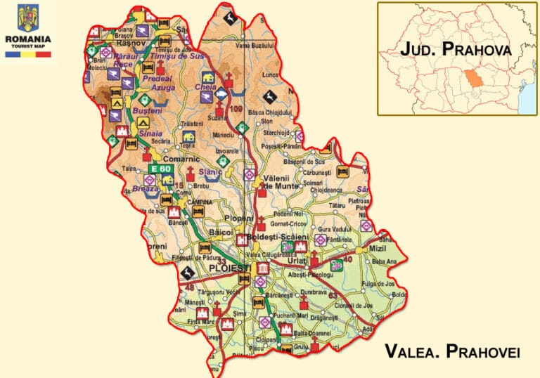 Hartă turistică orientativă a Văii Prahovei