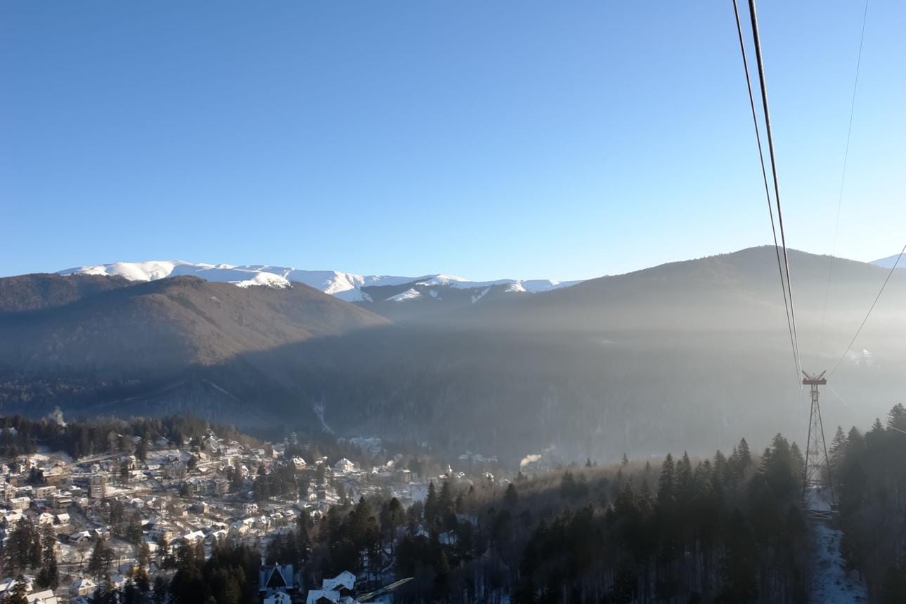 Sinaia in winter below the ski area
