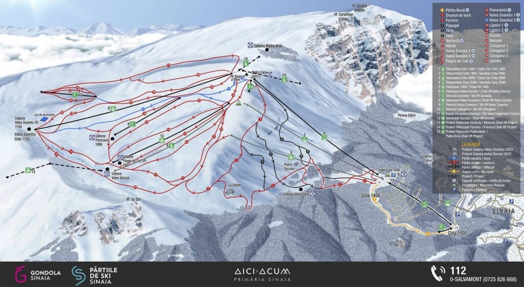 Pârtii și instalații în domeniul schiabil Sinaia