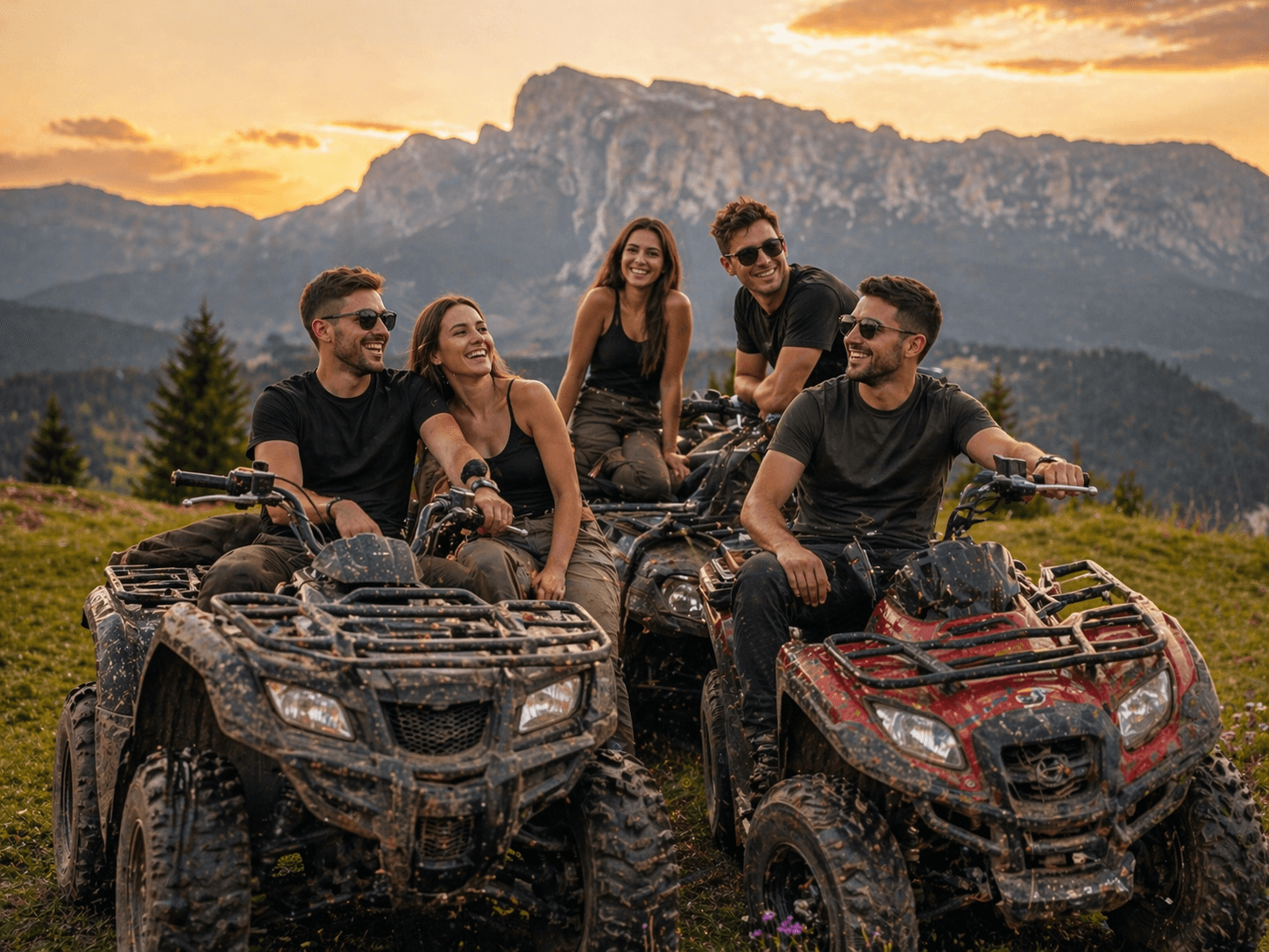 Grup de prieteni într-o excursie pe Valea Prahovei
