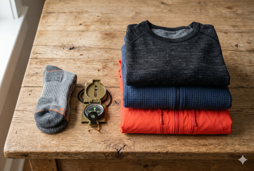 Diagrama sistemului de stratificare: Base Layer, Mid Layer, Hard Shell