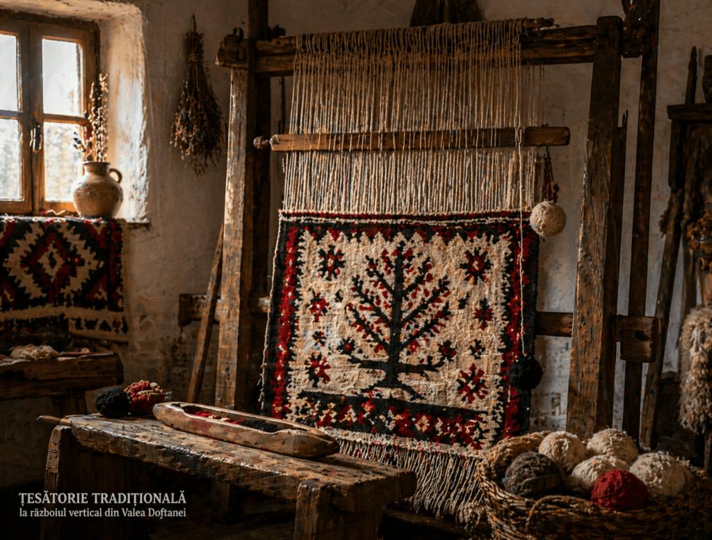 Țesut la război vertical – tradiții locale Valea Prahovei
