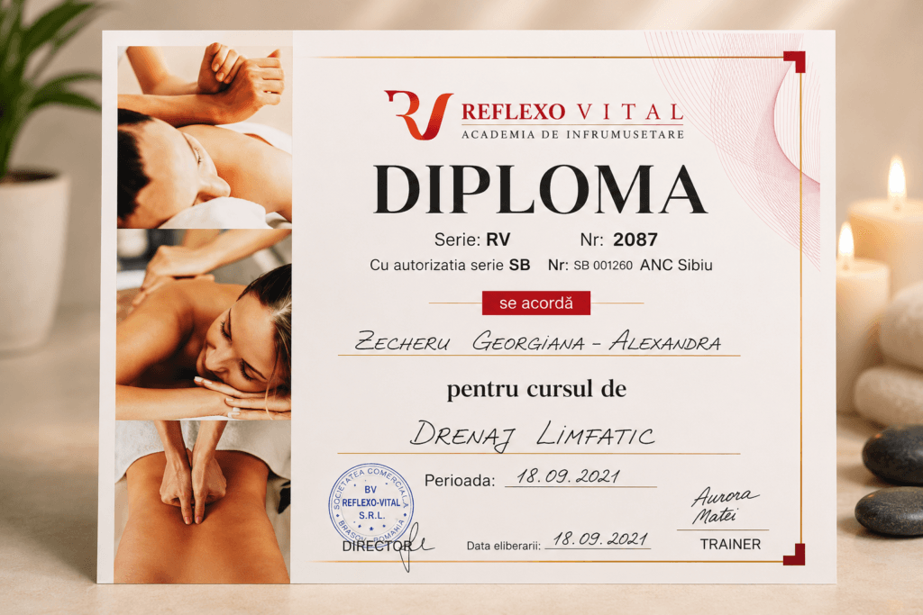 Diplomă drenaj limfatic Alexandra Zecheru