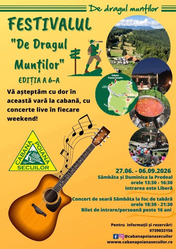 Afișul Festivalului De Dragul Munților 2026 de la Cabana Poiana Secuilor, Predeal