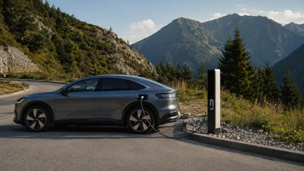 Mașină electrică la munte