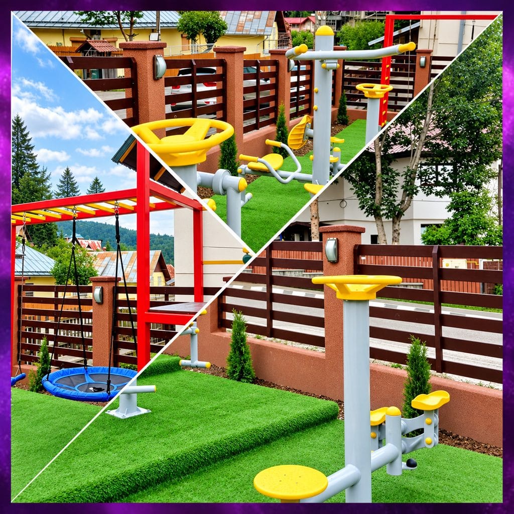 Loc de joacă și aparate fitness exterior la Curcubeu 1